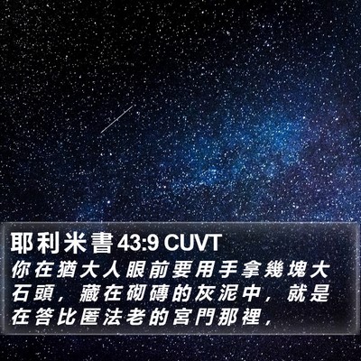耶 利 米 書 43:9 CUVT Bible Verse Image