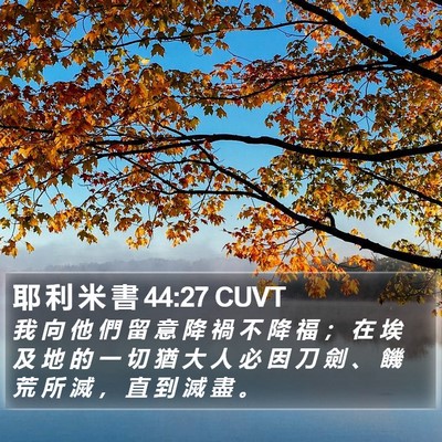 耶 利 米 書 44:27 CUVT Bible Verse Image