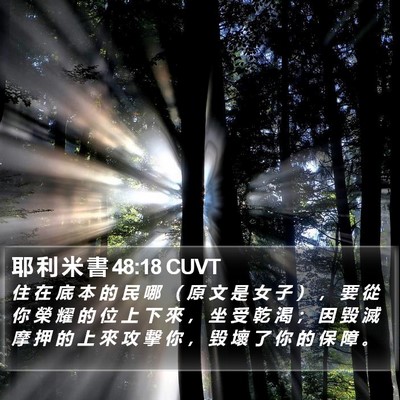 耶 利 米 書 48:18 CUVT Bible Verse Image