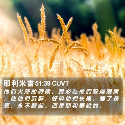 耶 利 米 書 51:39 CUVT Bible Verse Image