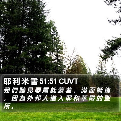 耶 利 米 書 51:51 CUVT Bible Verse Image