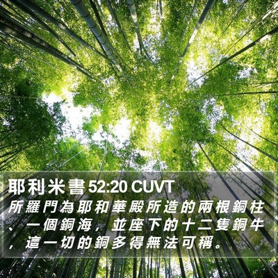 耶 利 米 書 52:20 CUVT Bible Verse Image