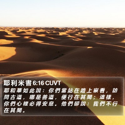 耶 利 米 書 6:16 CUVT Bible Verse Image