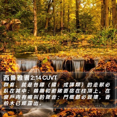 西 番 雅 書 2:14 CUVT Bible Verse Image