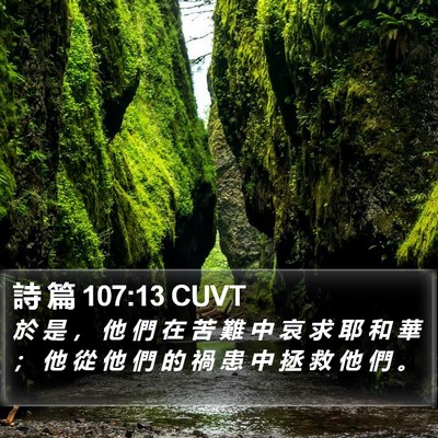 詩 篇 107:13 CUVT Bible Verse Image