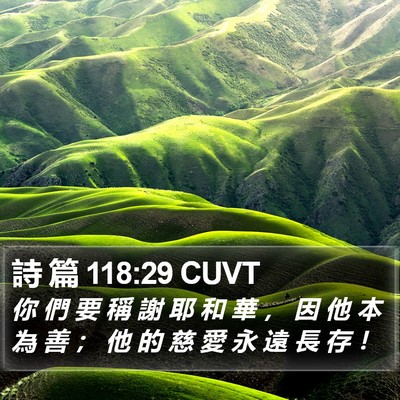 詩 篇 118:29 CUVT Bible Verse Image