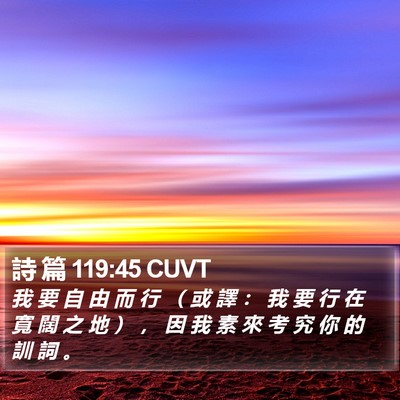 詩 篇 119:45 CUVT Bible Verse Image