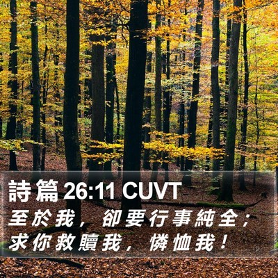 詩 篇 26:11 CUVT Bible Verse Image
