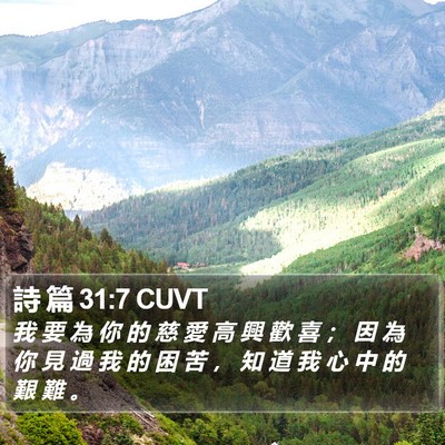 詩 篇 31:7 CUVT Bible Verse Image