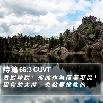 詩 篇 66:3 CUVT Bible Verse Image