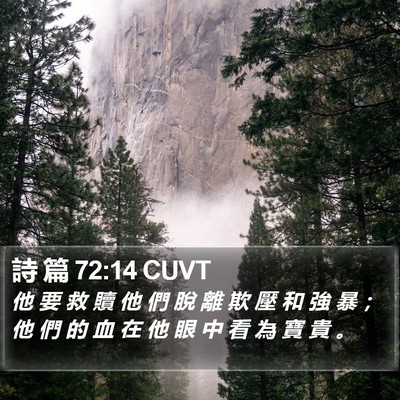 詩 篇 72:14 CUVT Bible Verse Image