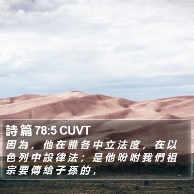 詩 篇 78:5 CUVT Bible Verse Image