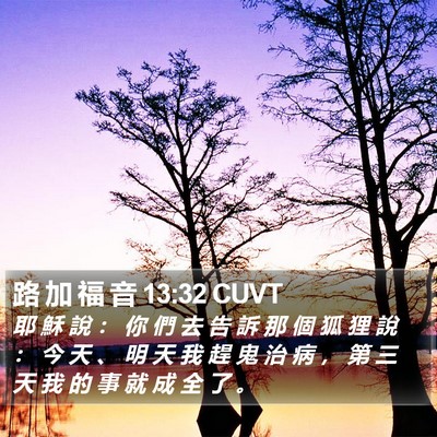路 加 福 音 13:32 CUVT Bible Verse Image