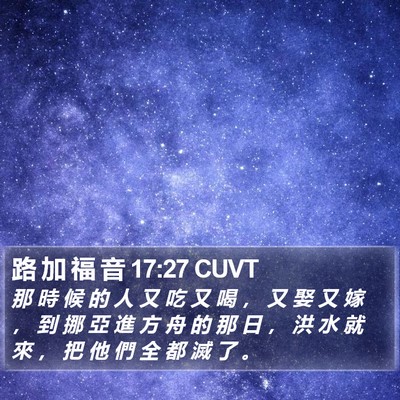 路 加 福 音 17:27 CUVT Bible Verse Image