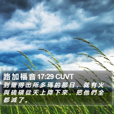 路 加 福 音 17:29 CUVT Bible Verse Image