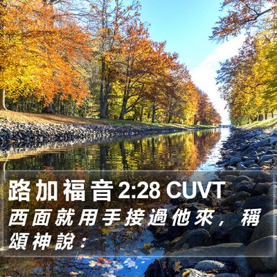 路 加 福 音 2:28 CUVT Bible Verse Image