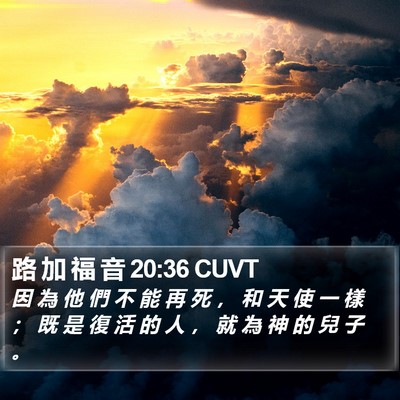 路 加 福 音 20:36 CUVT Bible Verse Image