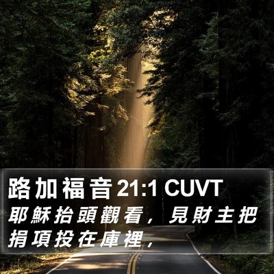 路 加 福 音 21:1 CUVT Bible Verse Image