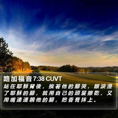 路 加 福 音 7:38 CUVT Bible Verse Image