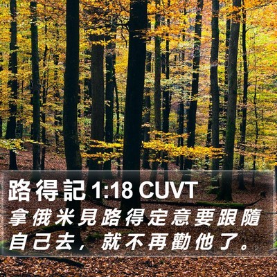 路 得 記 1:18 CUVT Bible Verse Image