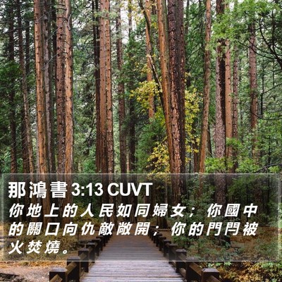 那 鴻 書 3:13 CUVT Bible Verse Image