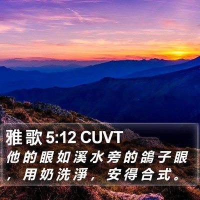 雅 歌 5:12 CUVT Bible Verse Image