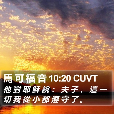 馬 可 福 音 10:20 CUVT Bible Verse Image
