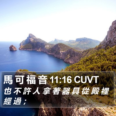 馬 可 福 音 11:16 CUVT Bible Verse Image