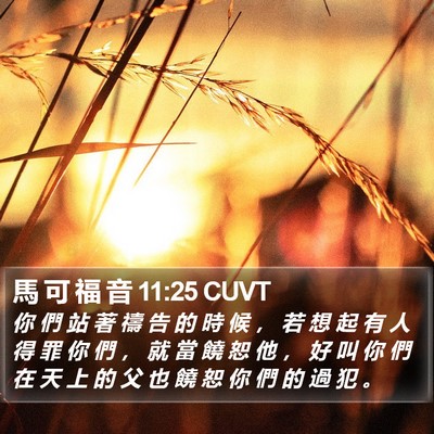 馬 可 福 音 11:25 CUVT Bible Verse Image