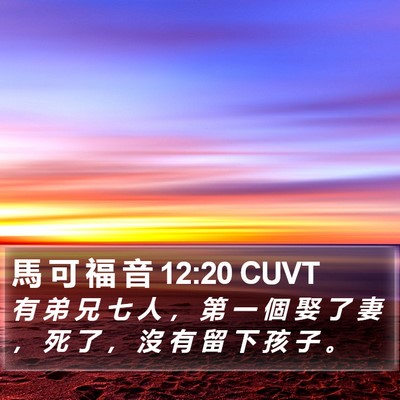 馬 可 福 音 12:20 CUVT Bible Verse Image