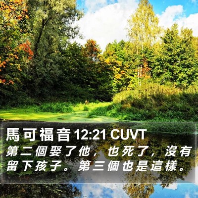 馬 可 福 音 12:21 CUVT Bible Verse Image