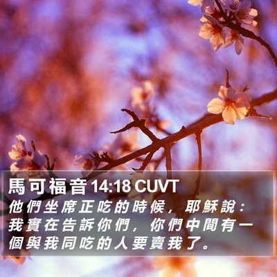 馬 可 福 音 14:18 CUVT Bible Verse Image
