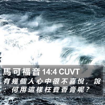 馬 可 福 音 14:4 CUVT Bible Verse Image