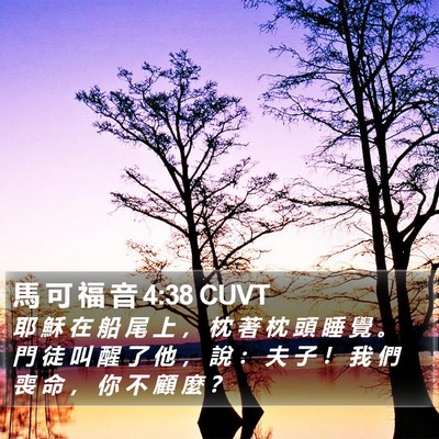 馬 可 福 音 4:38 CUVT Bible Verse Image
