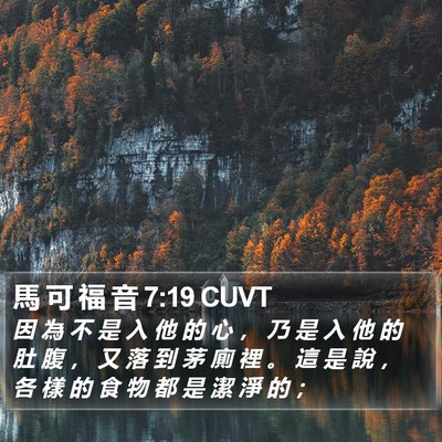 馬 可 福 音 7:19 CUVT Bible Verse Image