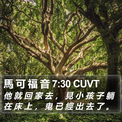 馬 可 福 音 7:30 CUVT Bible Verse Image