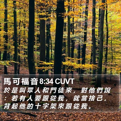 馬 可 福 音 8:34 CUVT Bible Verse Image