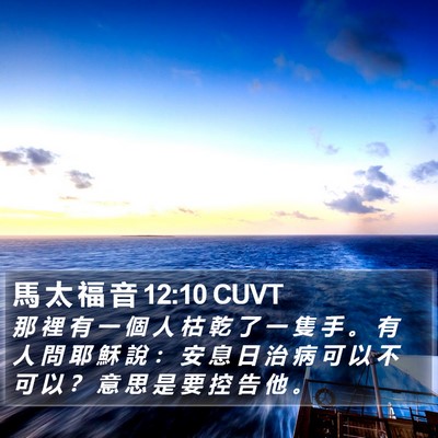 馬 太 福 音 12:10 CUVT Bible Verse Image