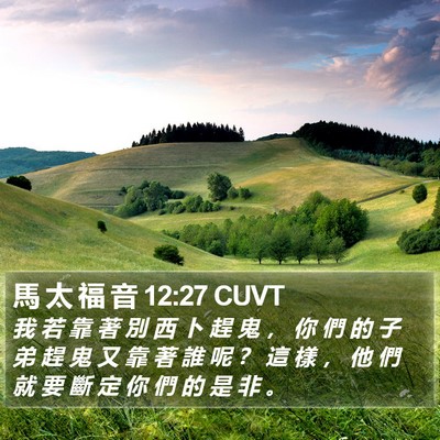 馬 太 福 音 12:27 CUVT Bible Verse Image