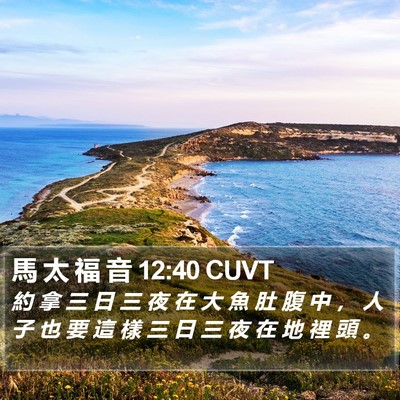 馬 太 福 音 12:40 CUVT Bible Verse Image