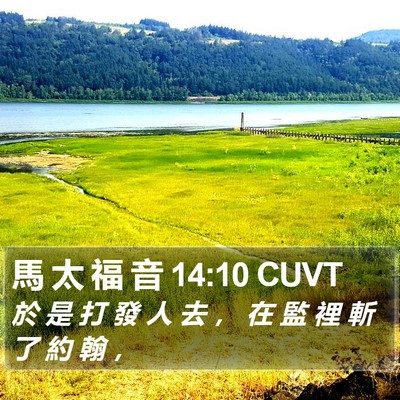 馬 太 福 音 14:10 CUVT Bible Verse Image