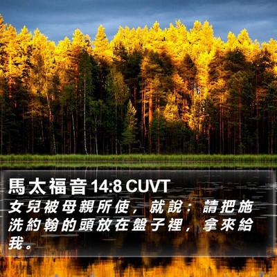 馬 太 福 音 14:8 CUVT Bible Verse Image