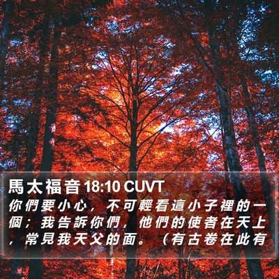 馬 太 福 音 18:10 CUVT Bible Verse Image