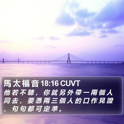 馬 太 福 音 18:16 CUVT Bible Verse Image