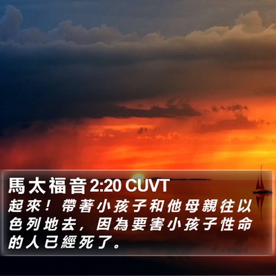 馬 太 福 音 2:20 CUVT Bible Verse Image