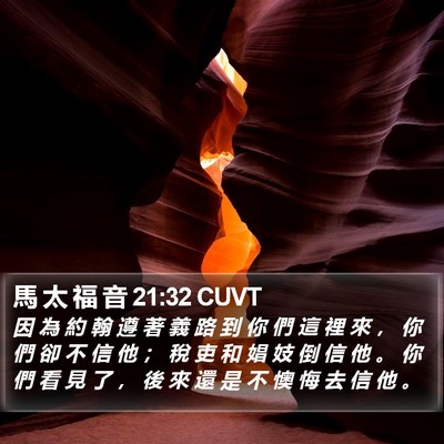 馬 太 福 音 21:32 CUVT Bible Verse Image