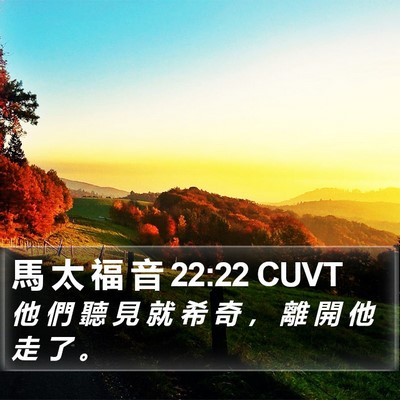 馬 太 福 音 22:22 CUVT Bible Verse Image