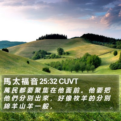 馬 太 福 音 25:32 CUVT Bible Verse Image