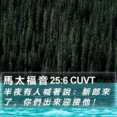 馬 太 福 音 25:6 CUVT Bible Verse Image