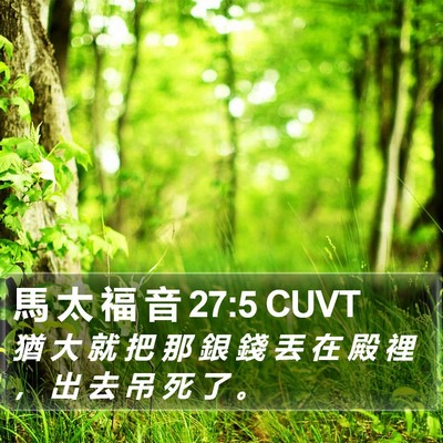 馬 太 福 音 27:5 CUVT Bible Verse Image